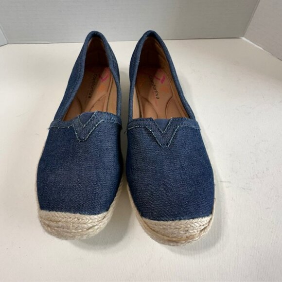 Comfortiva Navy denim espadrille flats with a jute-wrapped sole Size 8.5 M - Picture 2 of 7